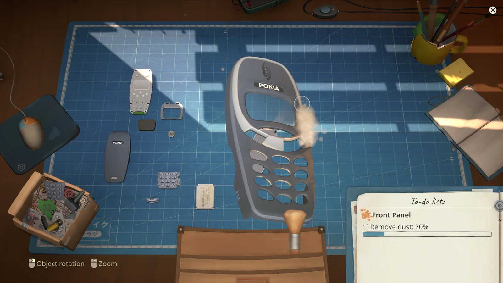 Mobile phone opened on the ReStory workbench